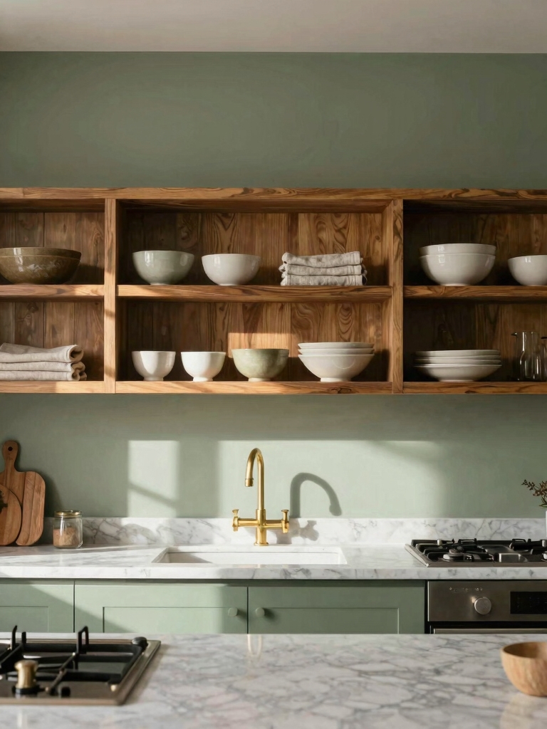 artful open shelving display