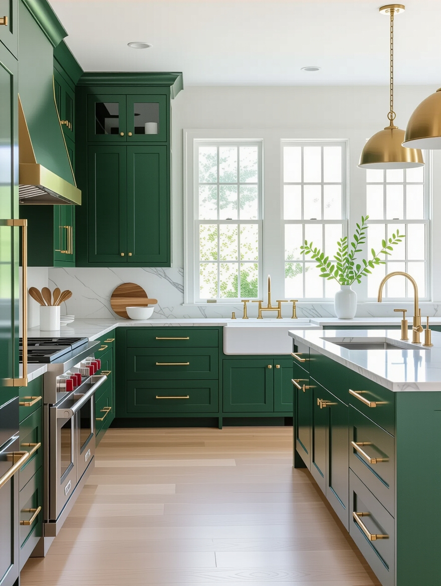 bold green cabinets shine