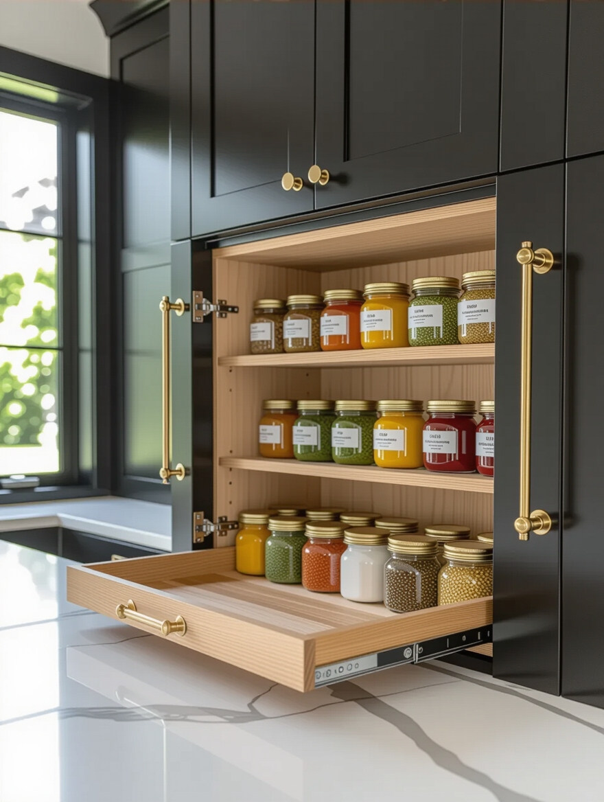 built in spice rack solution