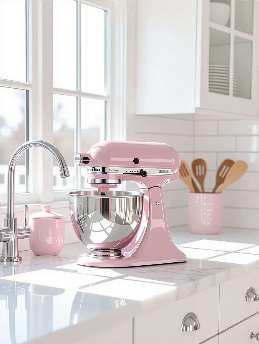 cheerful pink kitchen appliances