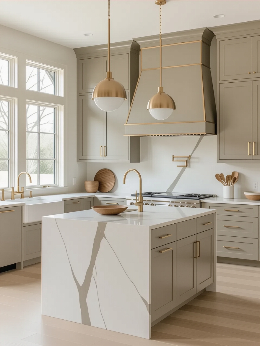 chic taupe kitchen cabinets