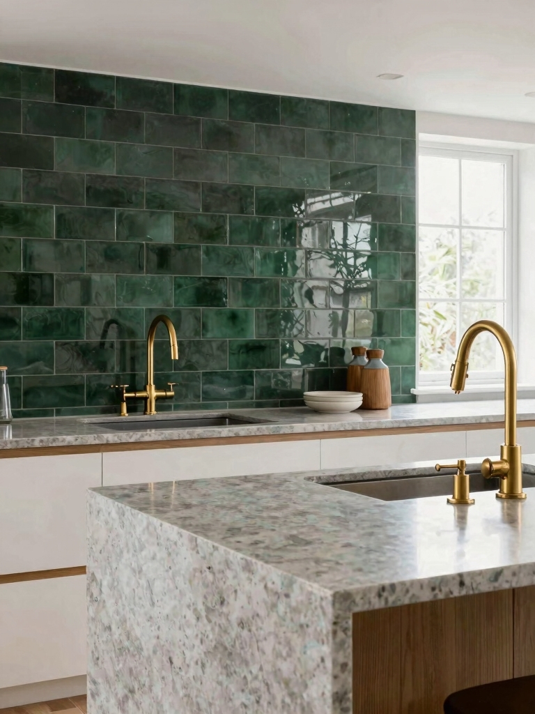 countertops for green backsplashes