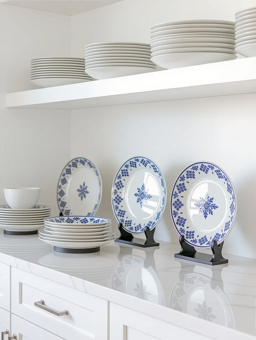 decorative displays above cabinets