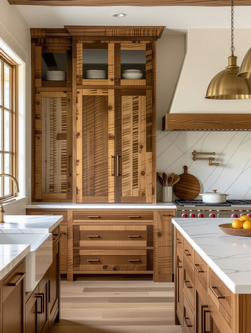 distressed cabinets add warmth