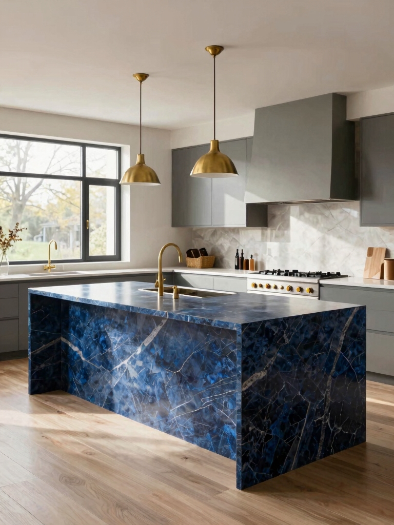dramatic waterfall edge design