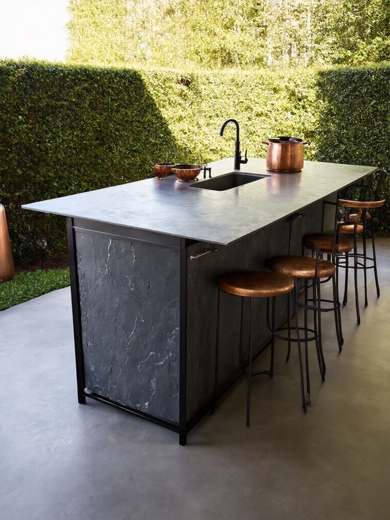 durable steel stone clad island