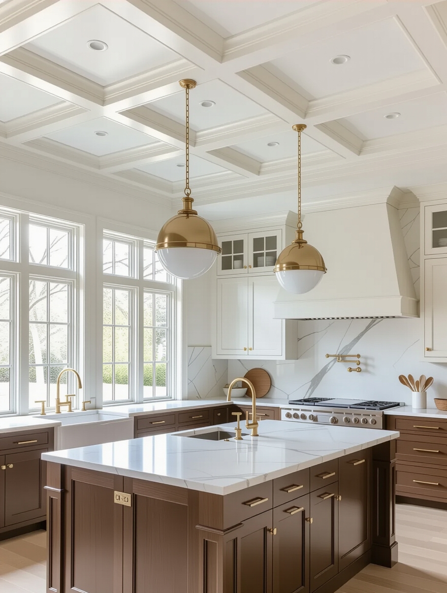 elegant coffered ceiling installation