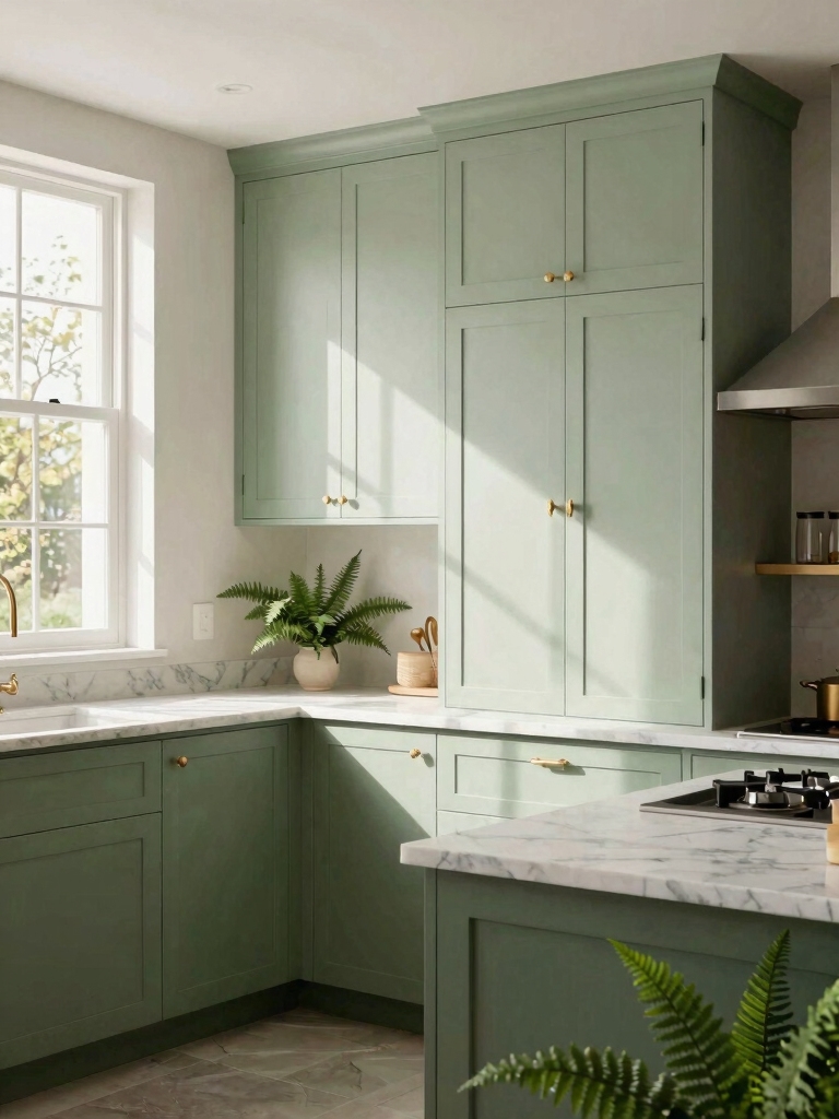 elegant fern green cabinets