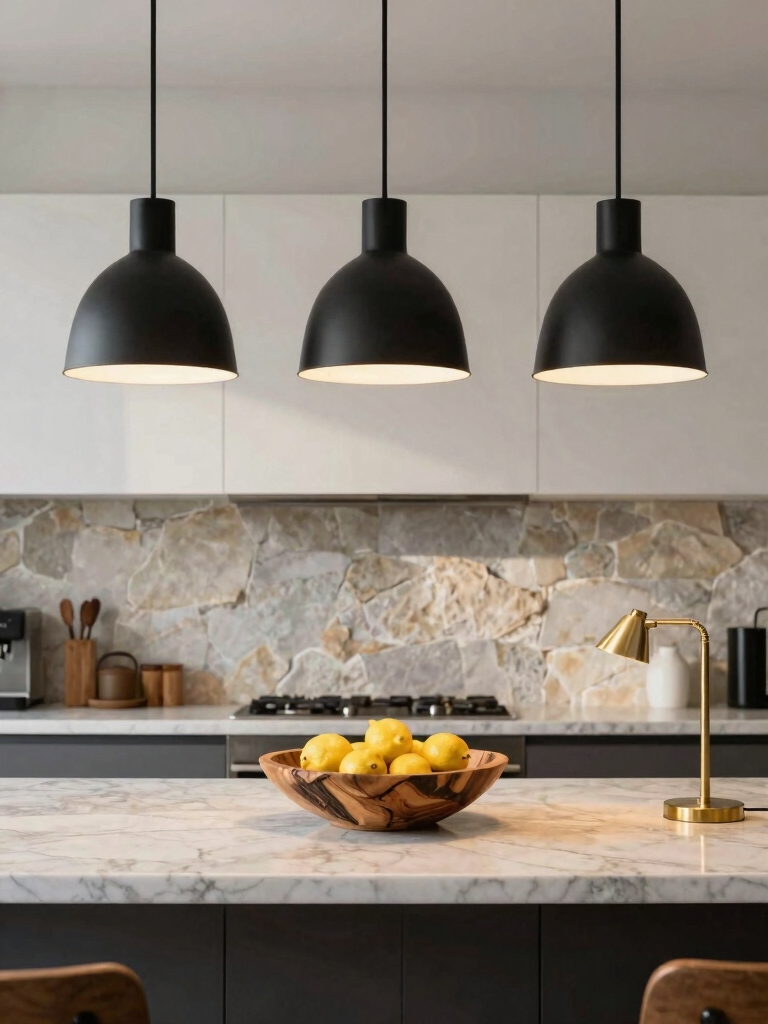layered kitchen island lighting
