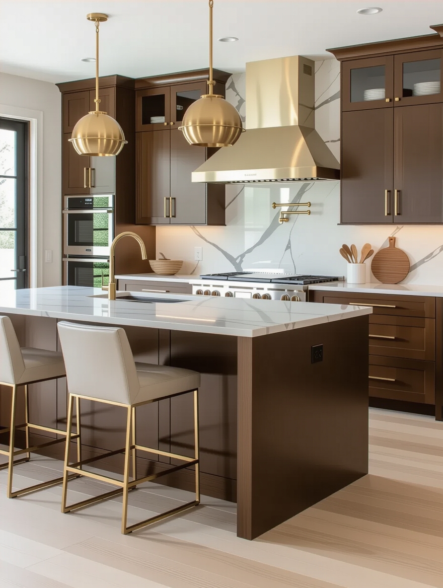 layered metallic kitchen design