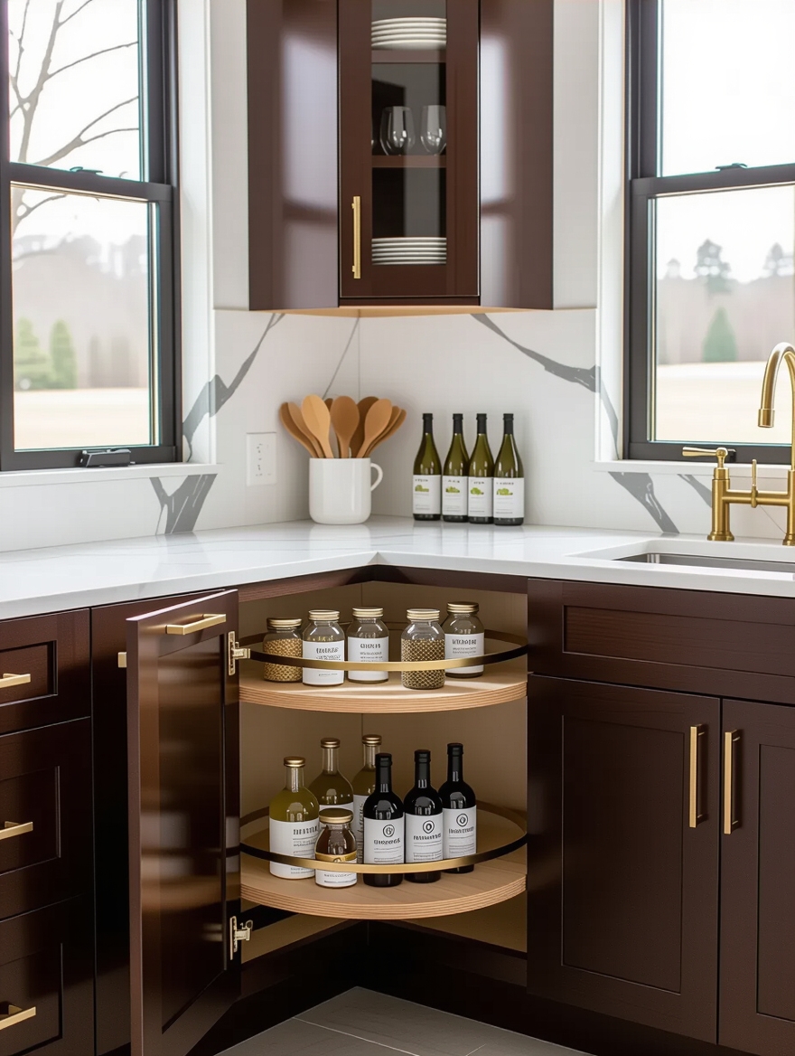 maximize corner cabinet storage