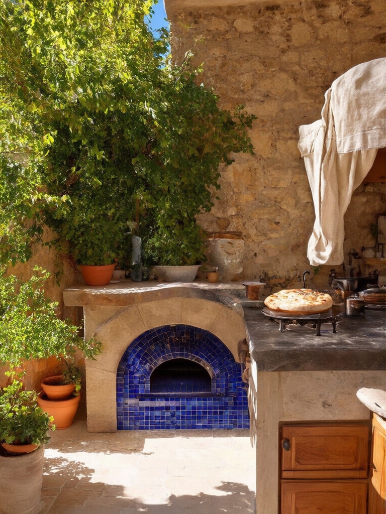 mediterranean courtyard dining space