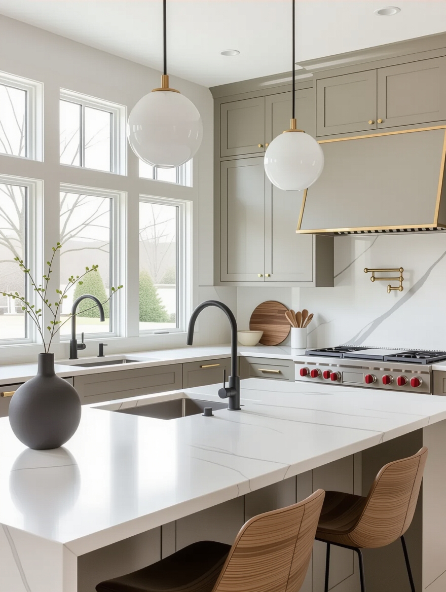moody taupe minimalist kitchens