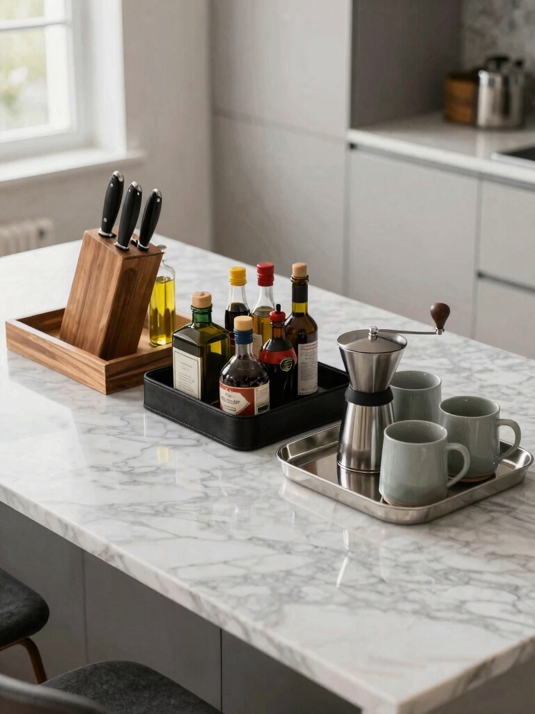 organized kitchen island zones