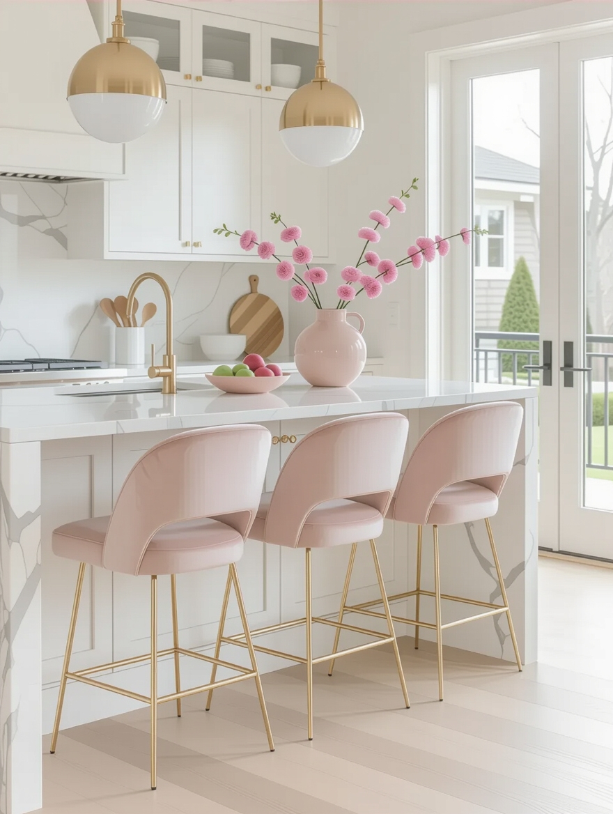 playful pink kitchen seating