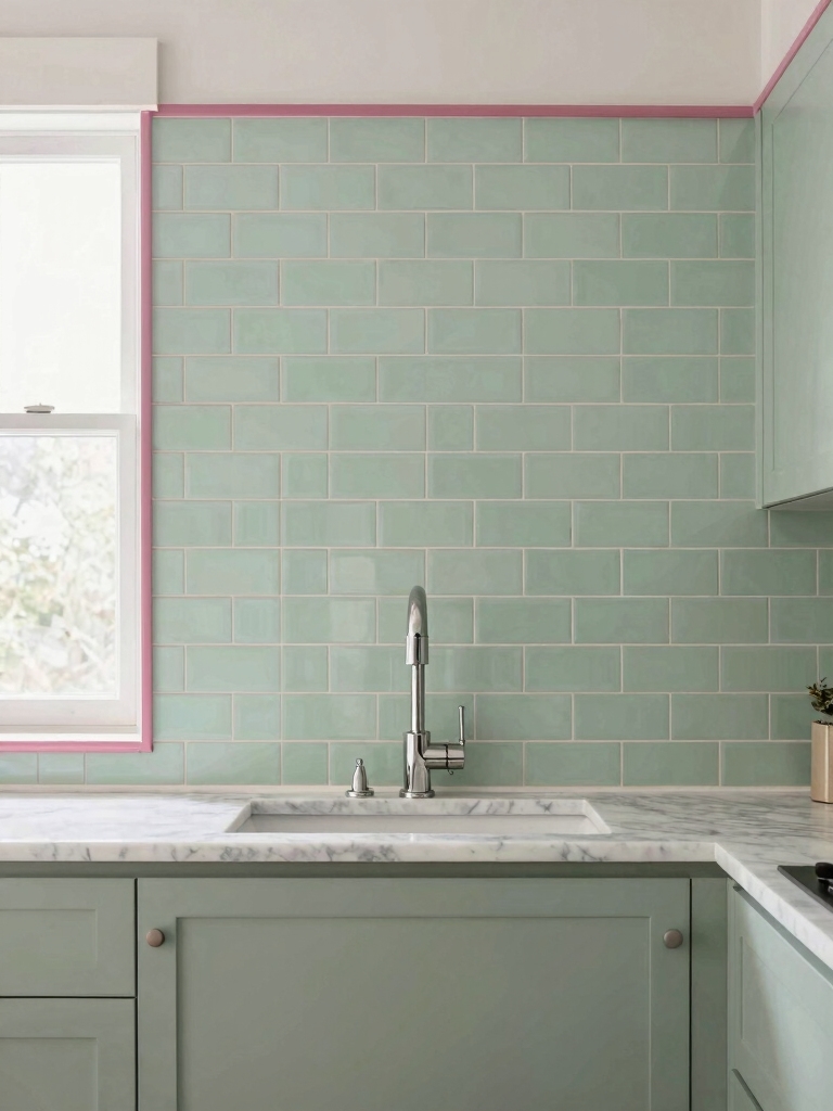 retro green pink tile transformation