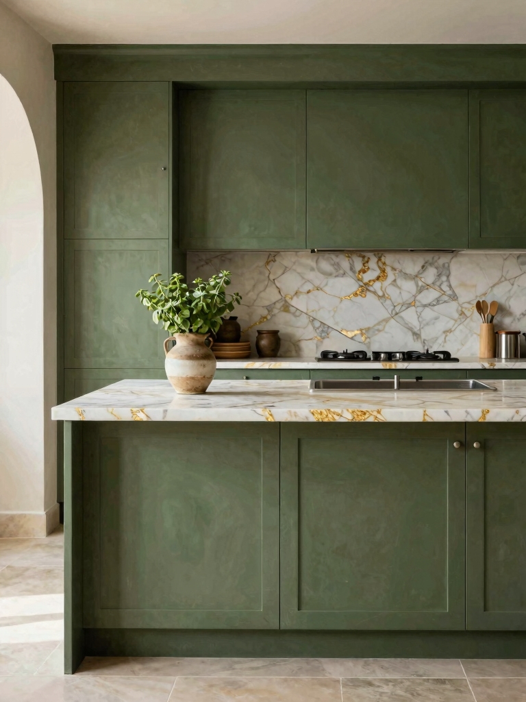 rustic olive green kitchens