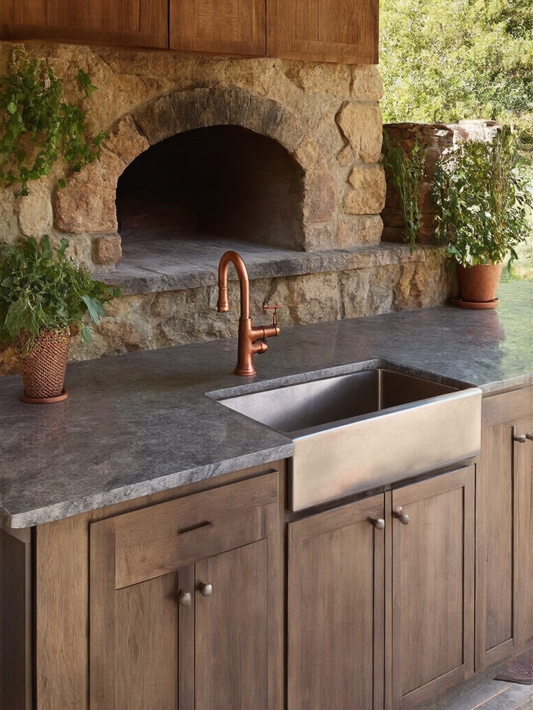 rustic stone outdoor kitchen