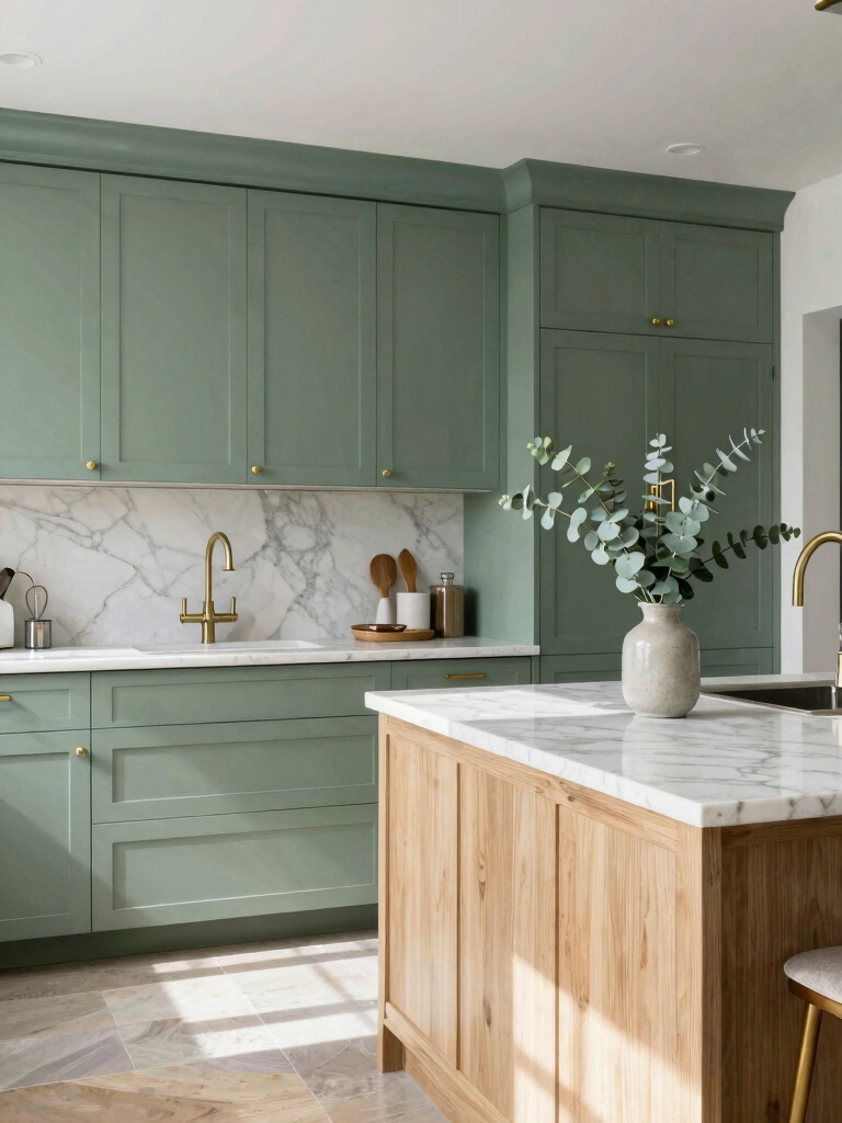 sage green and white oak