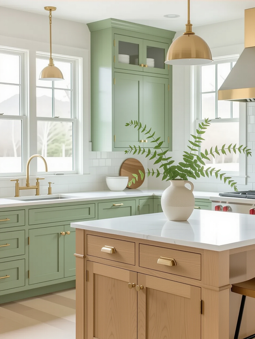 sage green and wood harmony