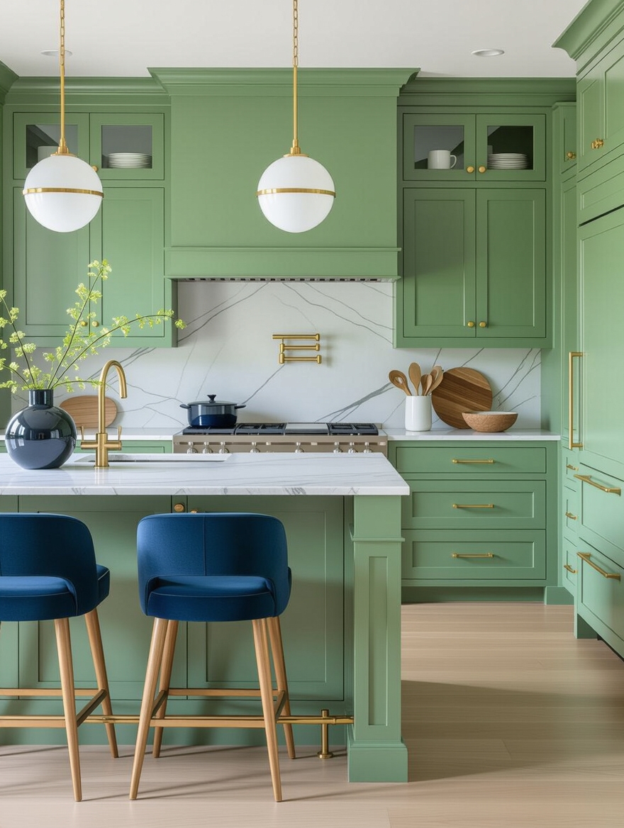 sage green meets navy blue