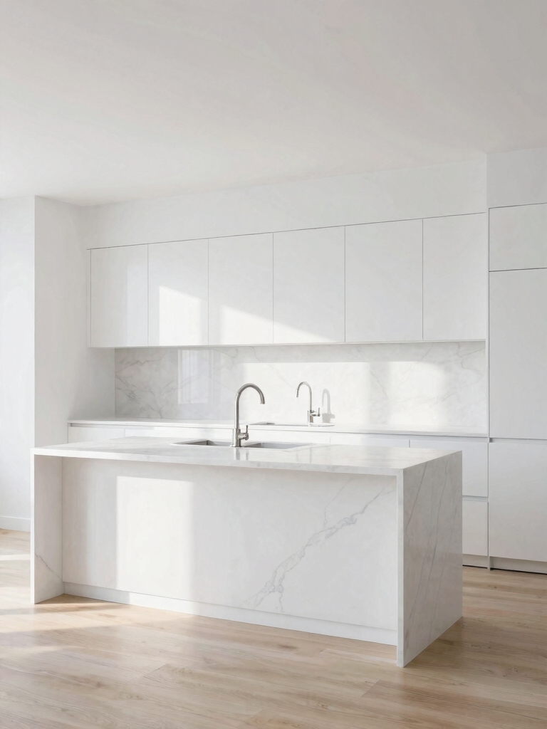 serene monochromatic kitchen design