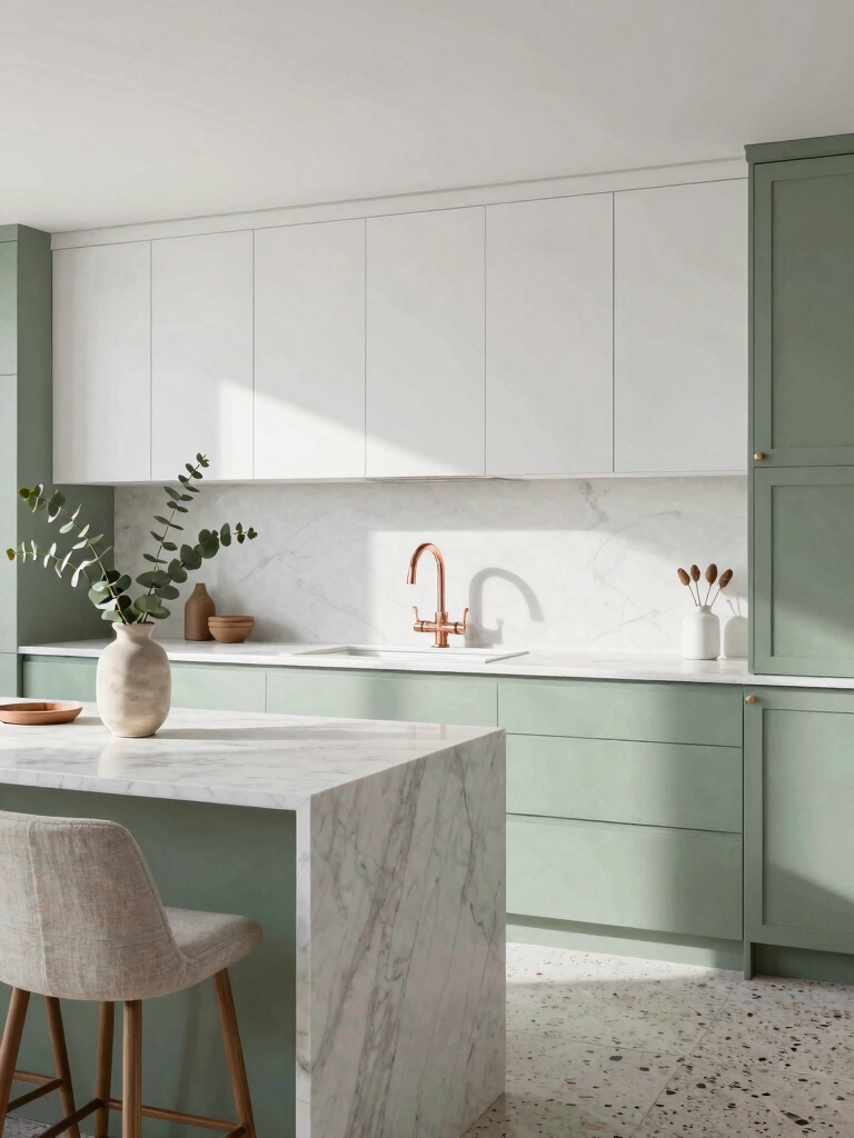 serene two tone kitchen aesthetics