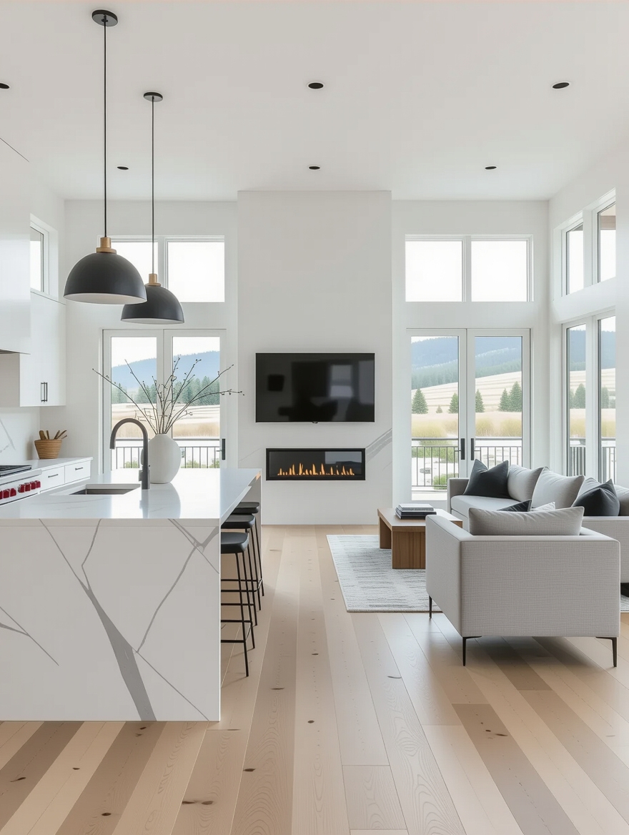 sleek minimalist open kitchens