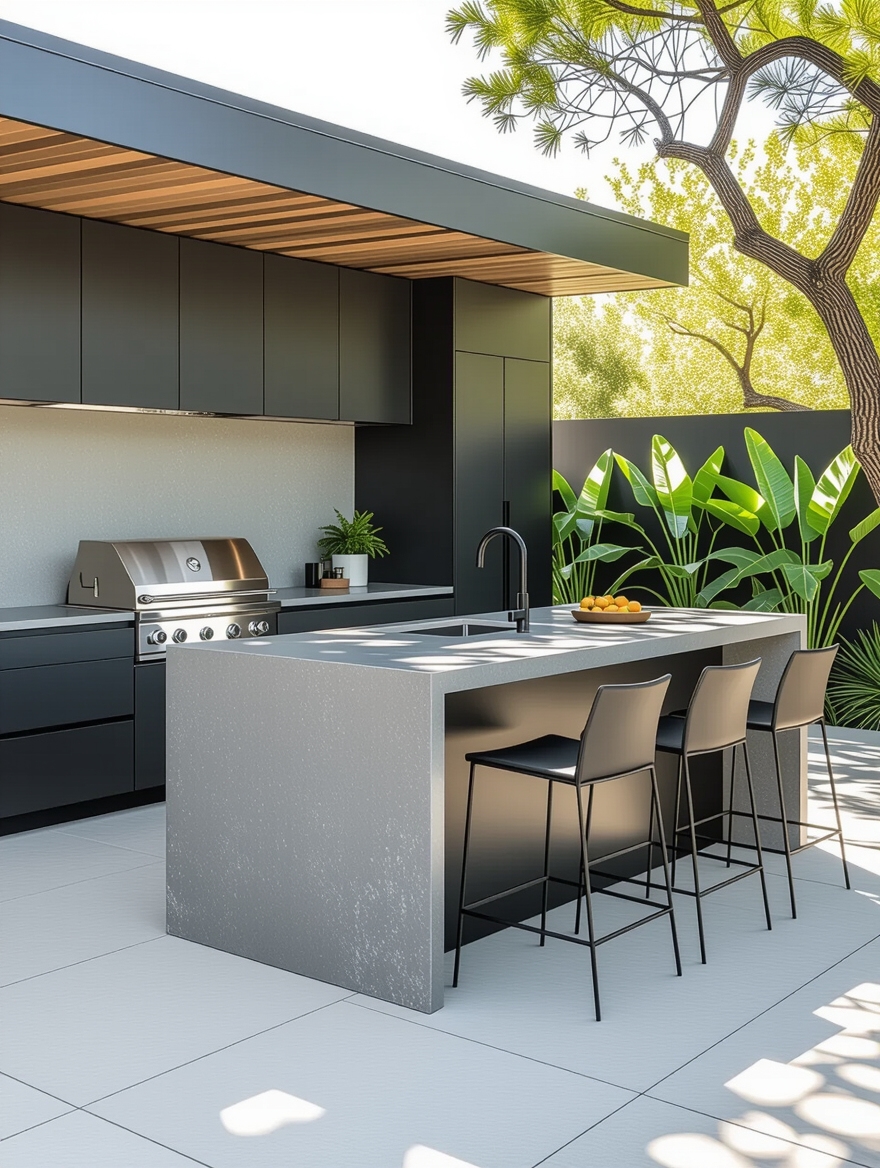 sleek minimalist outdoor kitchens