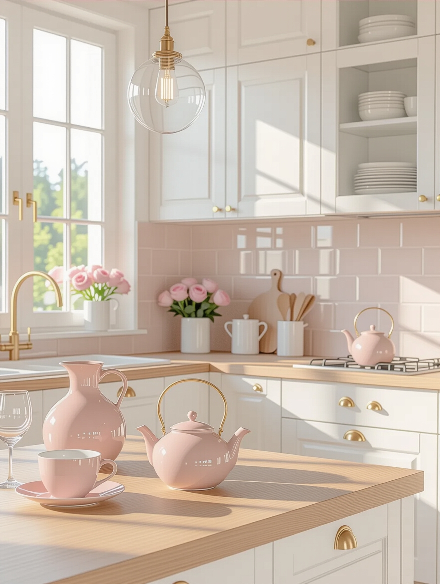 soft blush kitchen accents