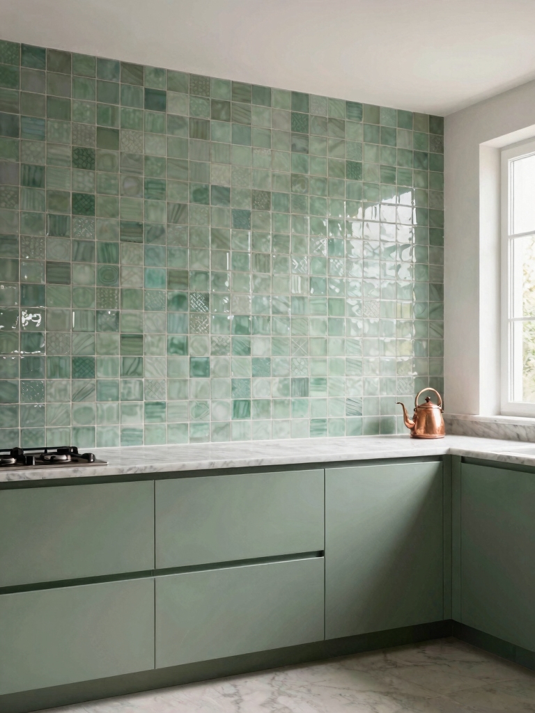 soft textured sage backsplashes