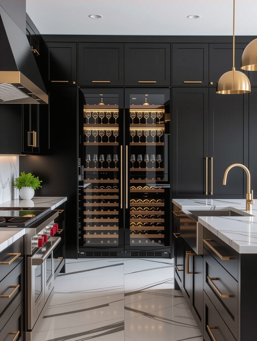 sophisticated integrated wine storage