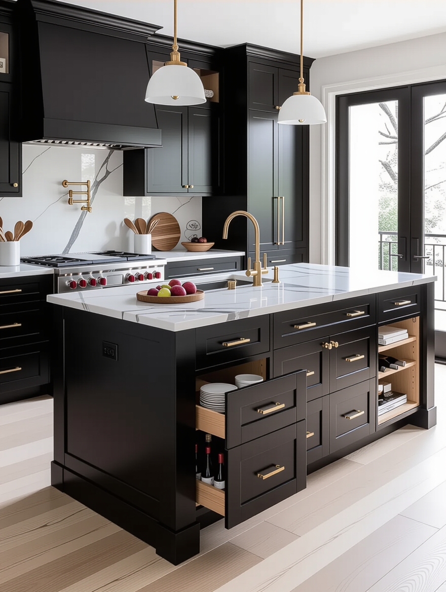 stylish hidden kitchen storage
