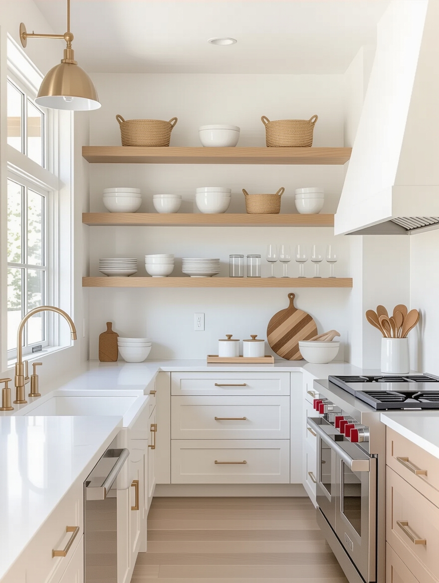 stylish open kitchen shelving
