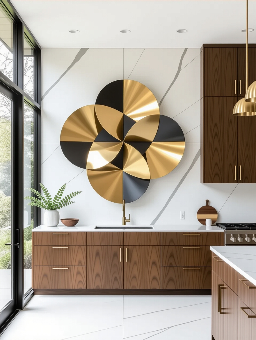 textured metal kitchen art
