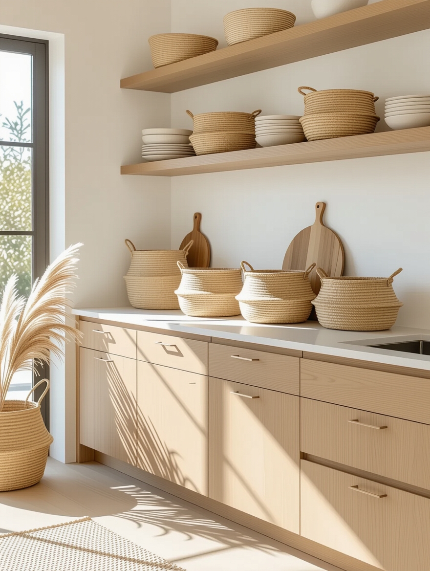 textured storage with baskets