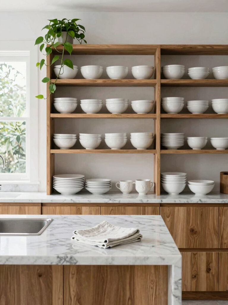 transform kitchen with open shelving