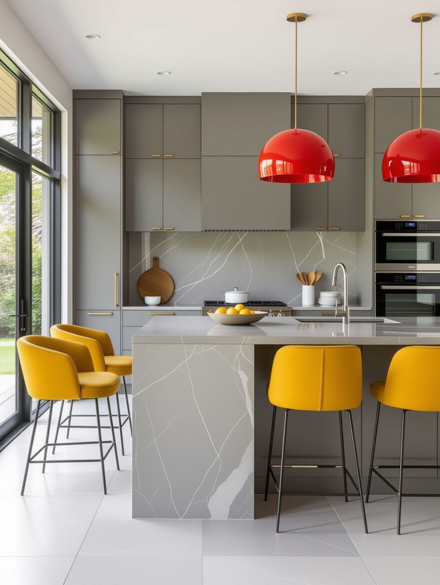 vibrant accents energize grey