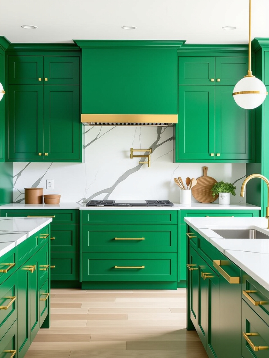 vibrant bold colored cabinets