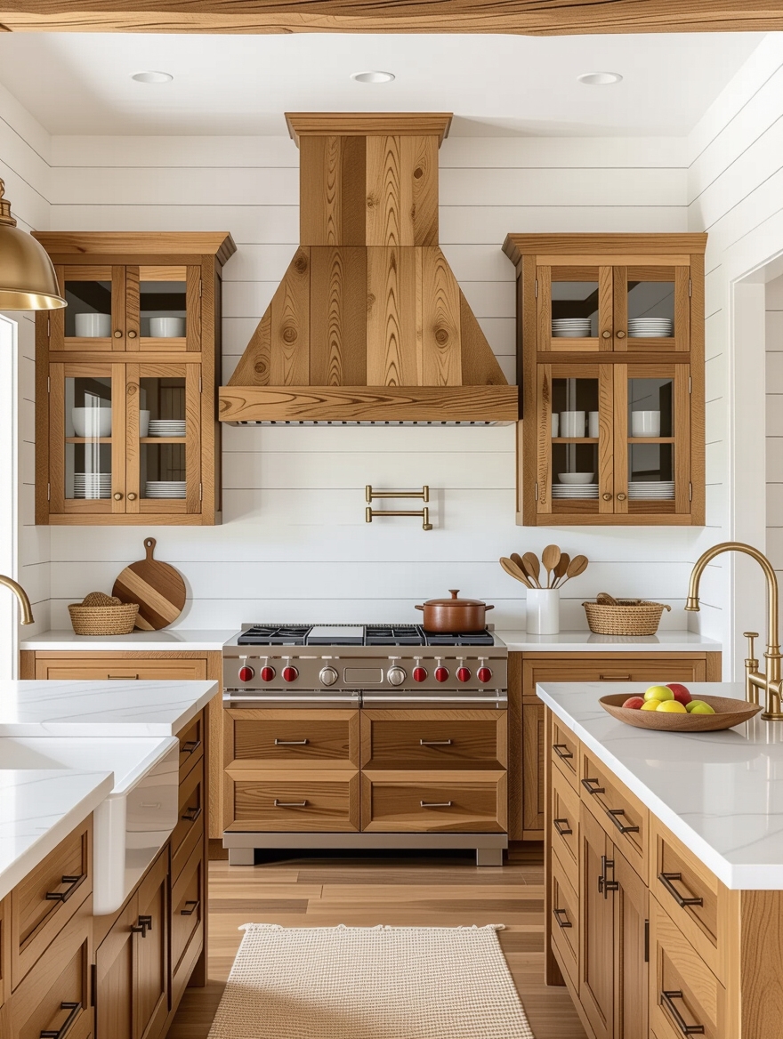 warm inviting wood cabinets