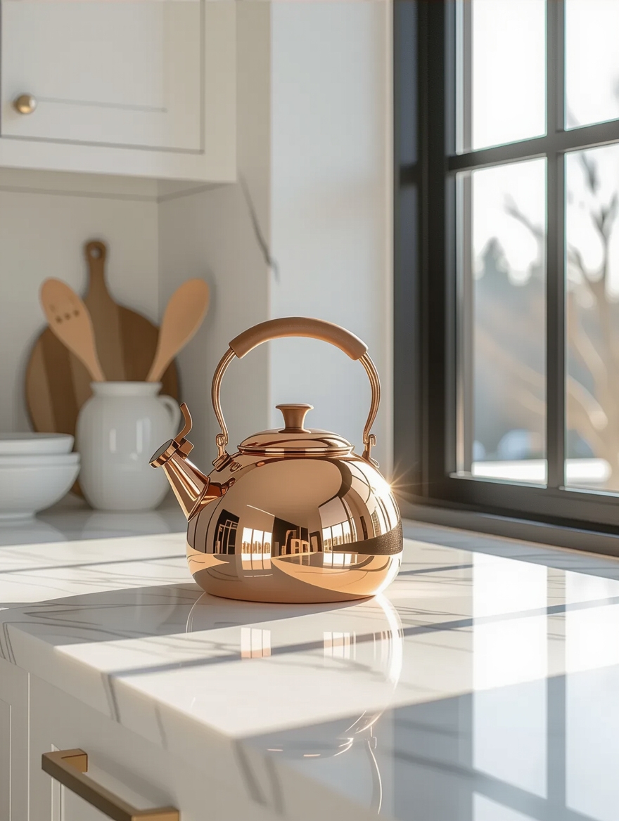 warm metals enhance kitchen ambiance