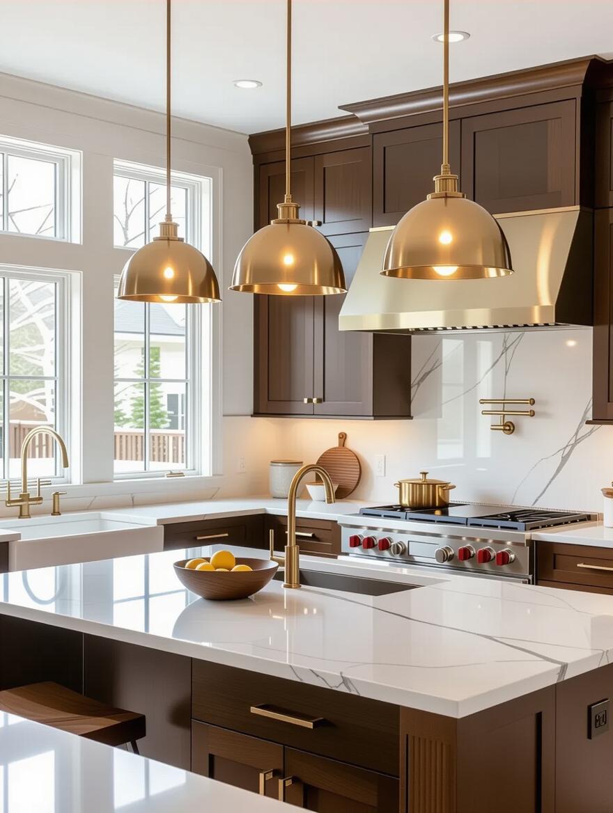 warm pendant lights enhance kitchens